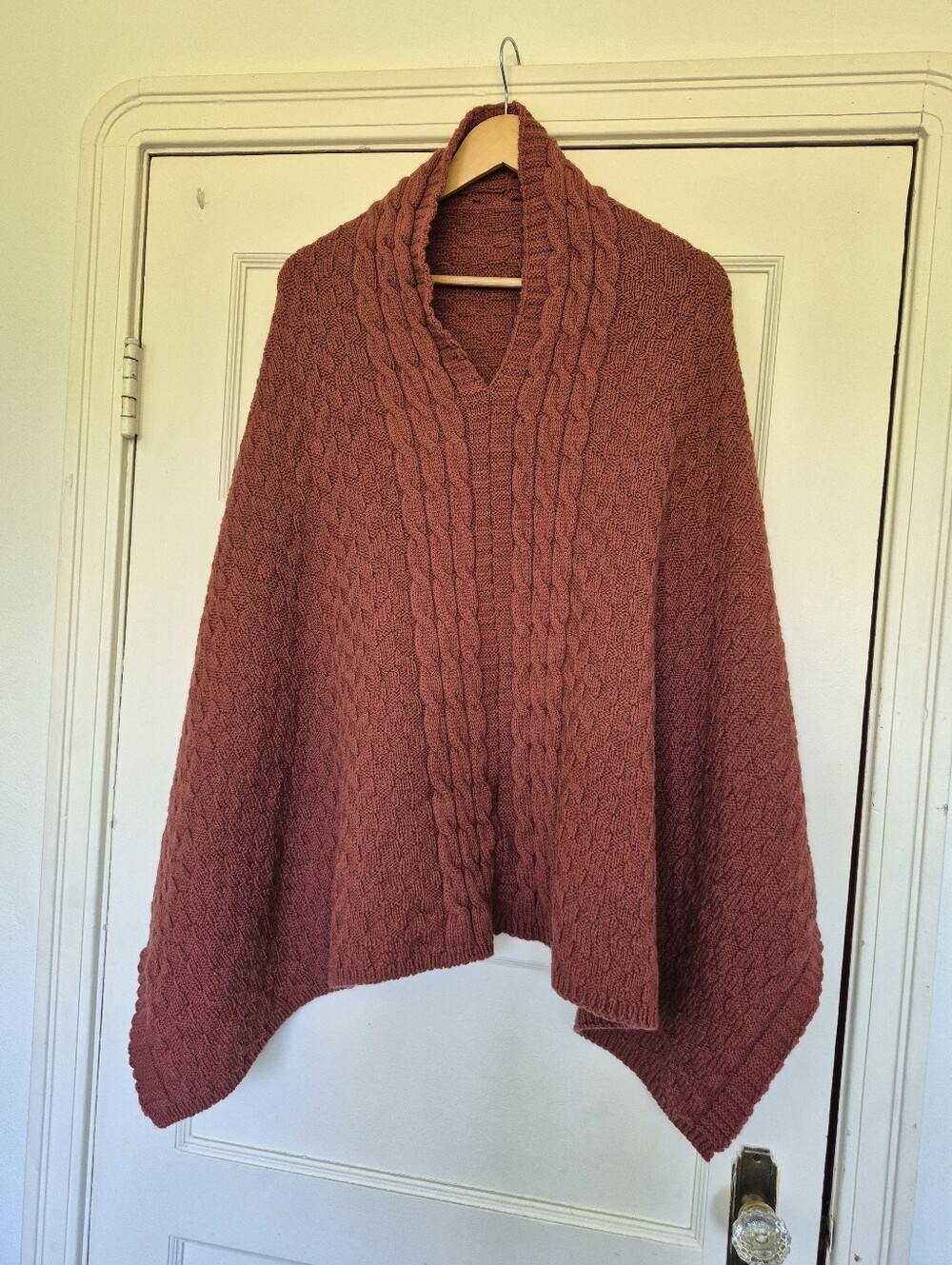 100% Wool Rust Coloured Basket Weave Cape By Imperial Yarns Made In USA